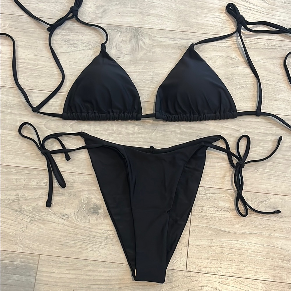 Black Triangle String Bikini Set M NEW!
